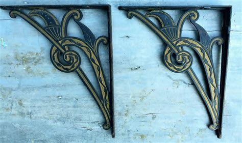 art nouveau metal shelf brackets|Antique Art Nouveau Pair of Cast Shelf Brackets 8” x 10” .